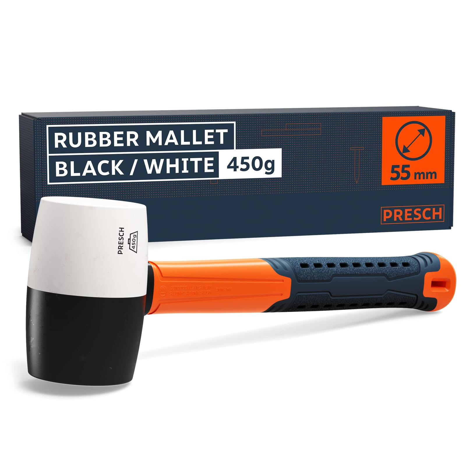 Presch Rubber Mallet Black/White 450g – Hammer 450g, Black / White