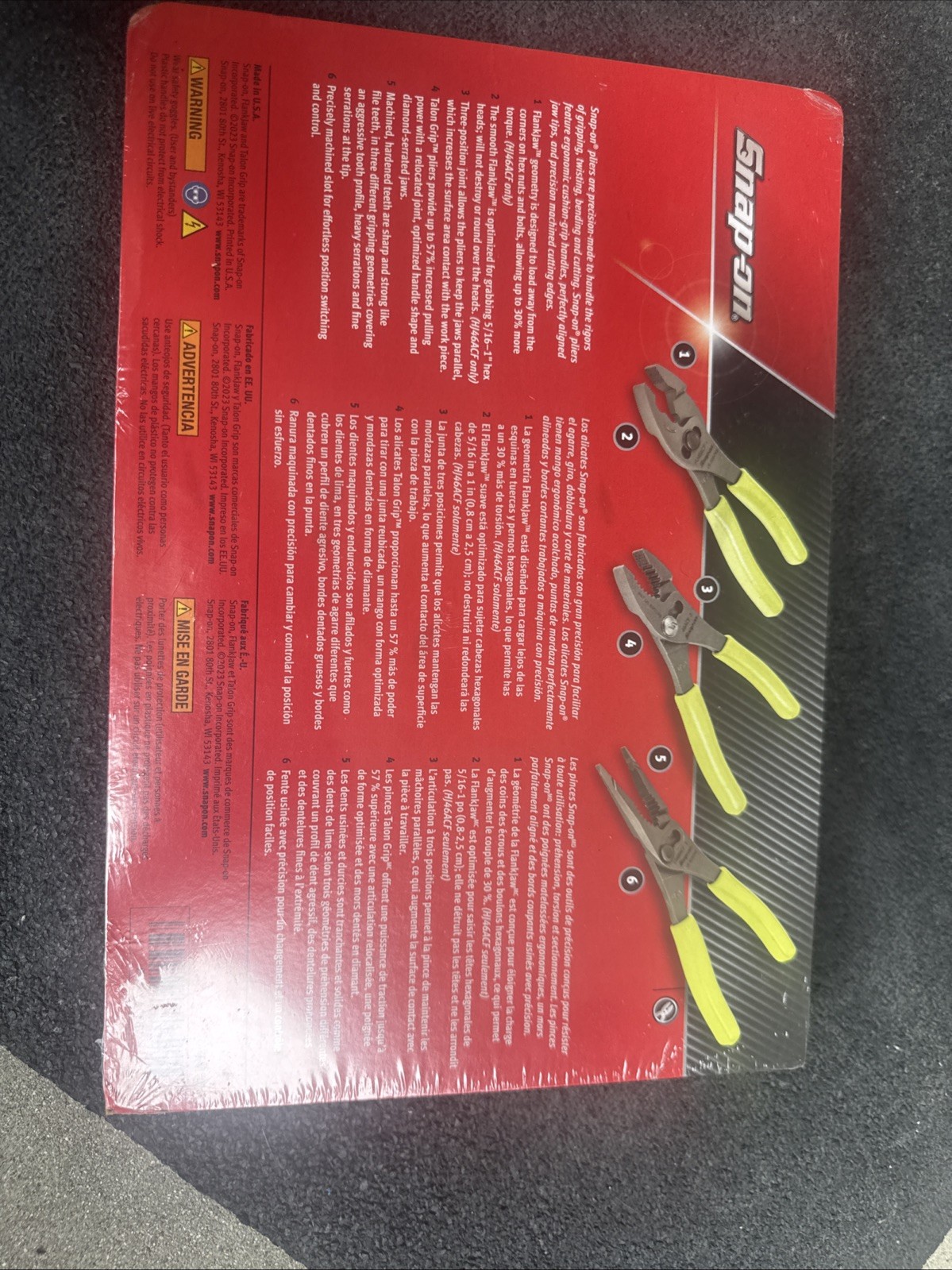ForSNAP ON TOOLS USA HI-VIZ 3pc Soft Grip Slip Joint Pliers Lot Set PL346ACF HV