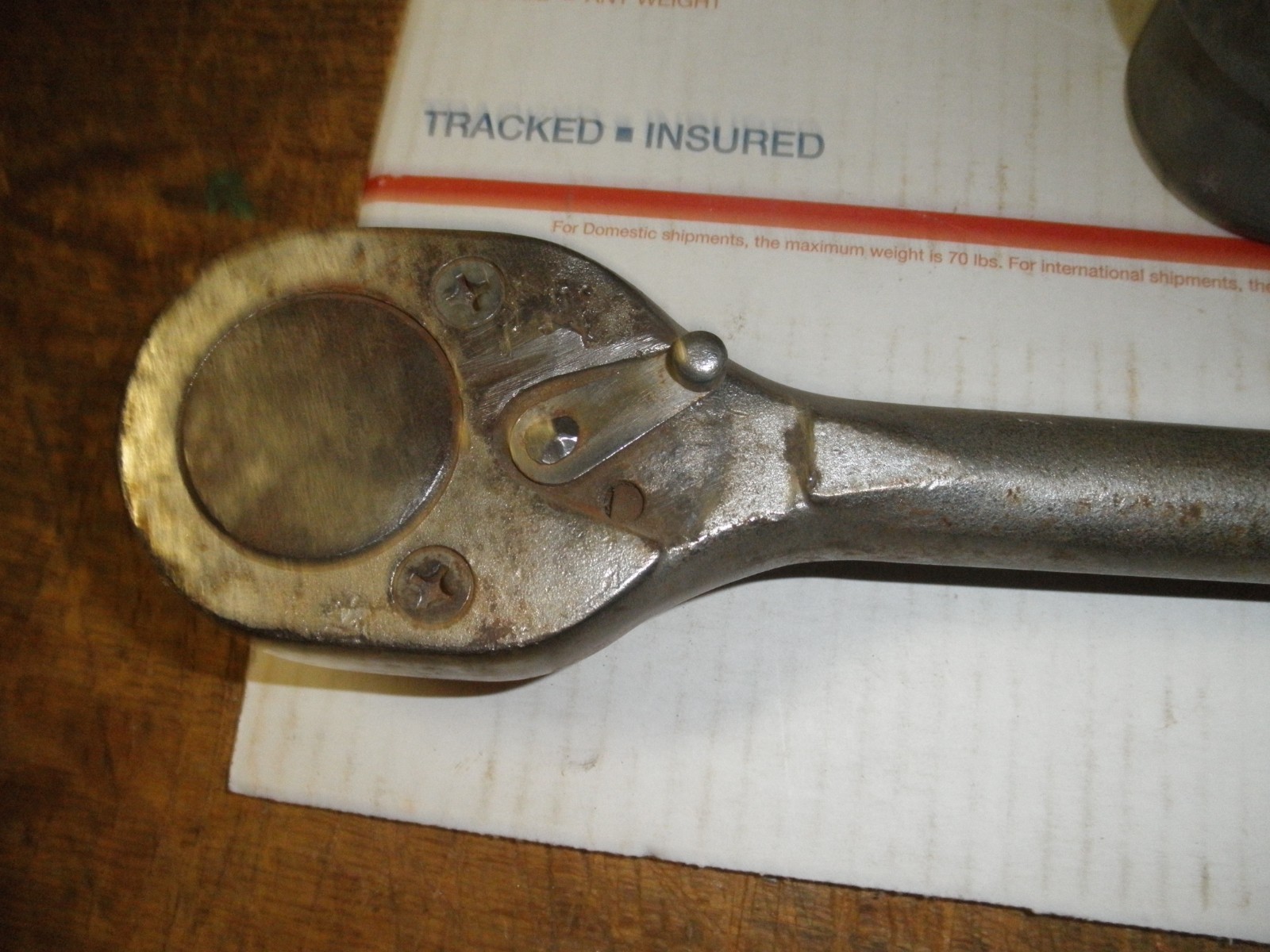 Vintage Proto 5649 Ratchet & 2 Sockets Wrench 3/4” pebble finish on handle 20″