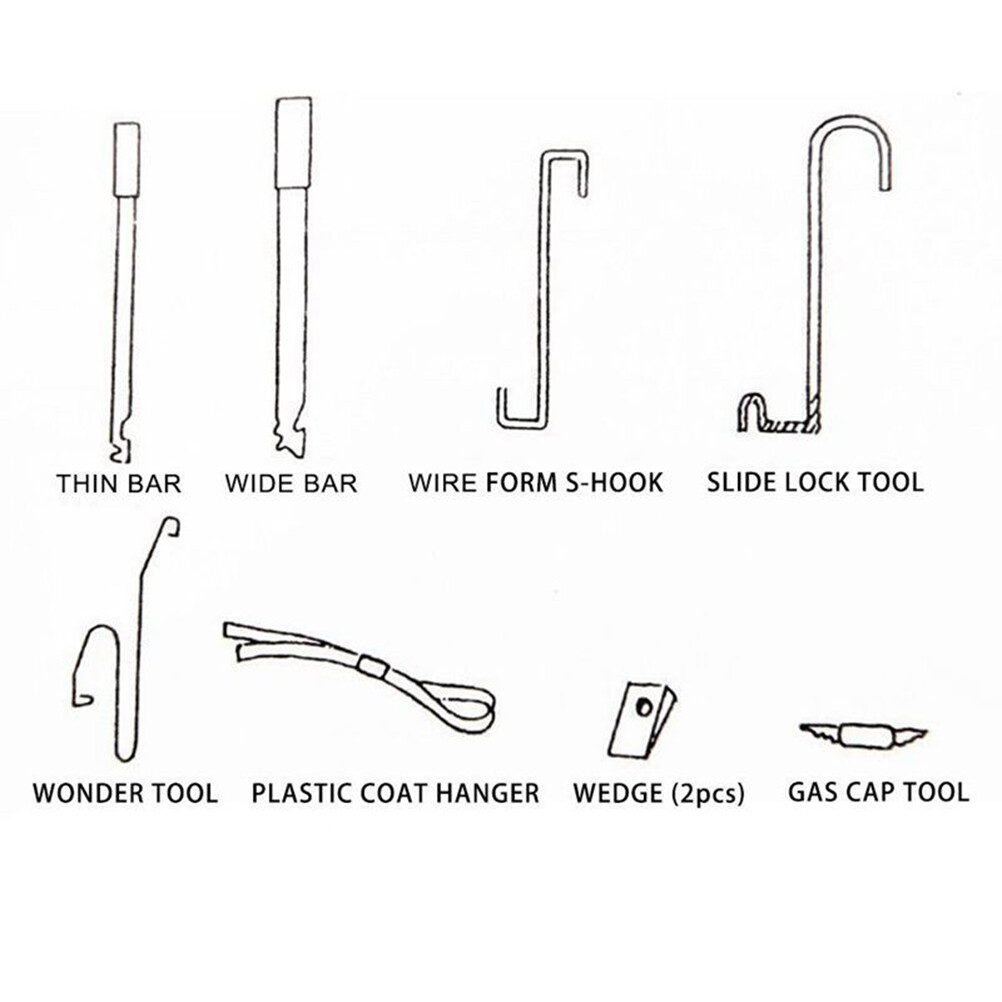 9xCar Door Opening Lock Out Open Tools kit Universal door lockout tool+ Air Pump