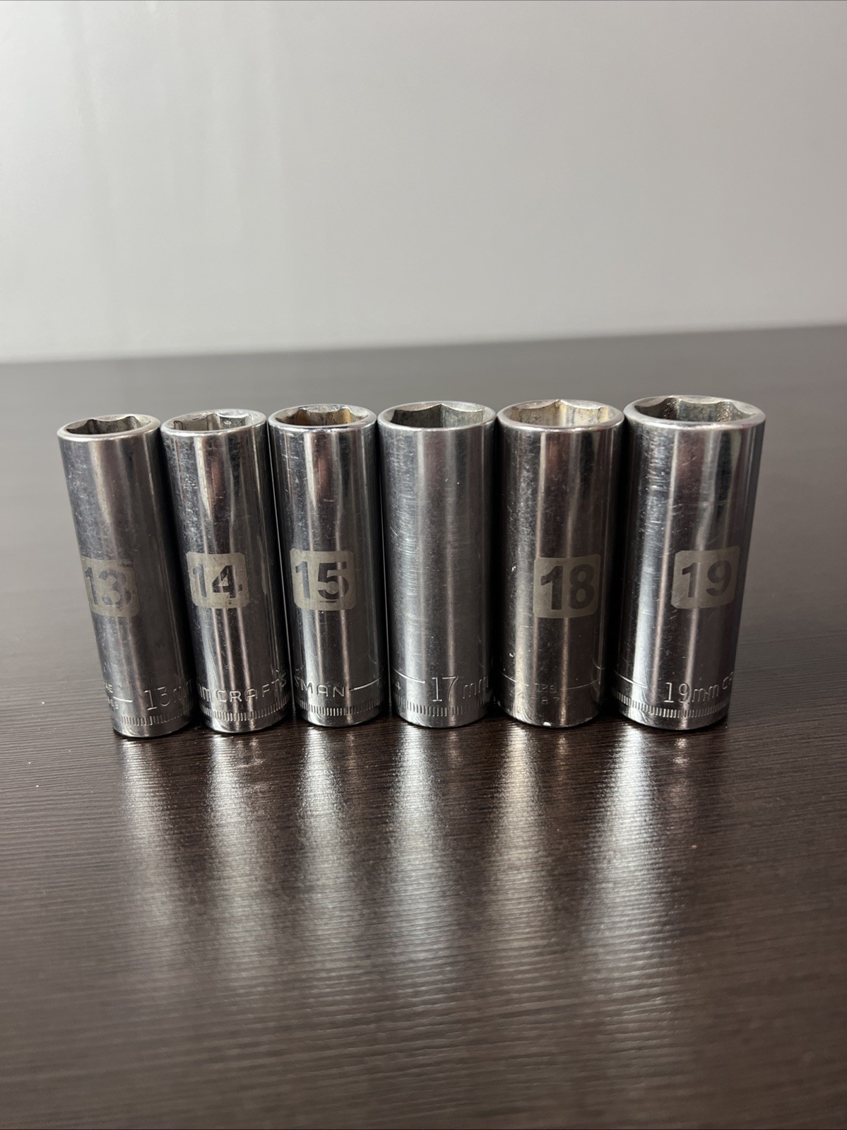 Craftsman 3/8” Drive Deep 6-point Metric Socket Set 6-piece 13-14-15-17-18-19mm