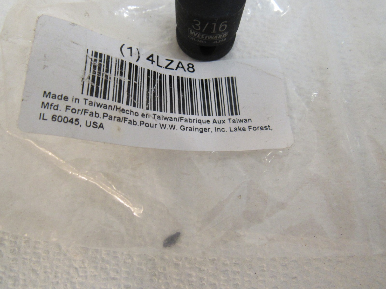 Westward 3/8″ Drive Impact Socket Bit 3/16″ Hex 4LZA8