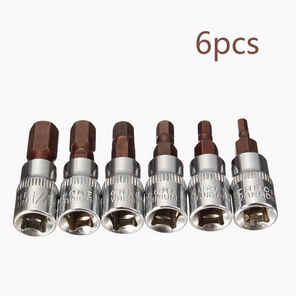 6pcs 3-8mm 1/4inch Hexagonal Drive Metric Hex Bit Sockets Nutdrivers Tools Set