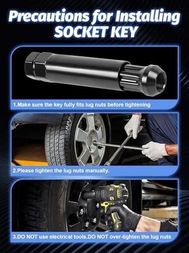 7-Point Spline Lug Nut Socket Key Tool Set – 2pcs, Fits 13/16″ & 7/8″ Hex Wrench