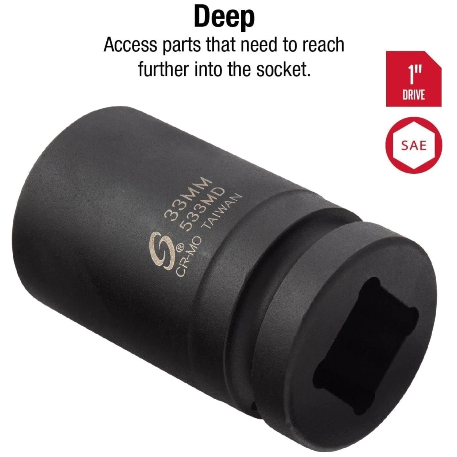 Sunex 33mm Deep Impact Socket, Dual Size Markings