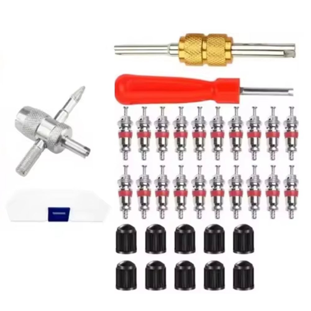 33 Piece Tire Valve Stem Core Remover Tool Kit with Steel Construction