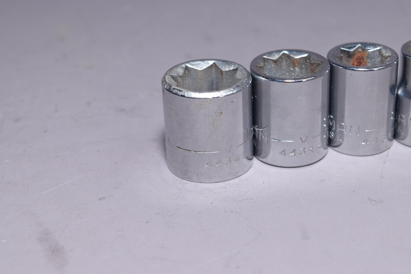 Vintage Craftsman 3/8″ Socket Set 8 pt Double Square 5pc USA 5299 SC1
