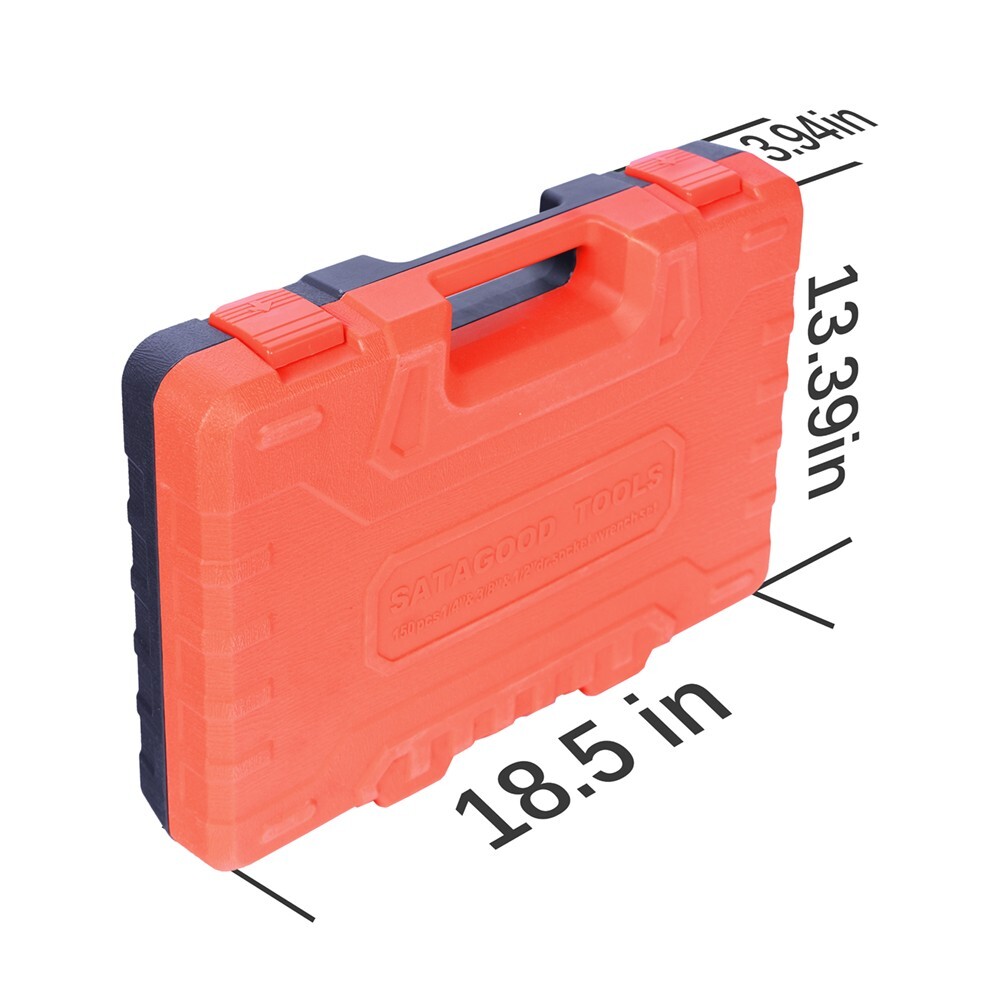 150pcs Mechanic Tool Kit and Socket Set With Case 1/2 & 1/4 & 3/8″ Drive Ratchet