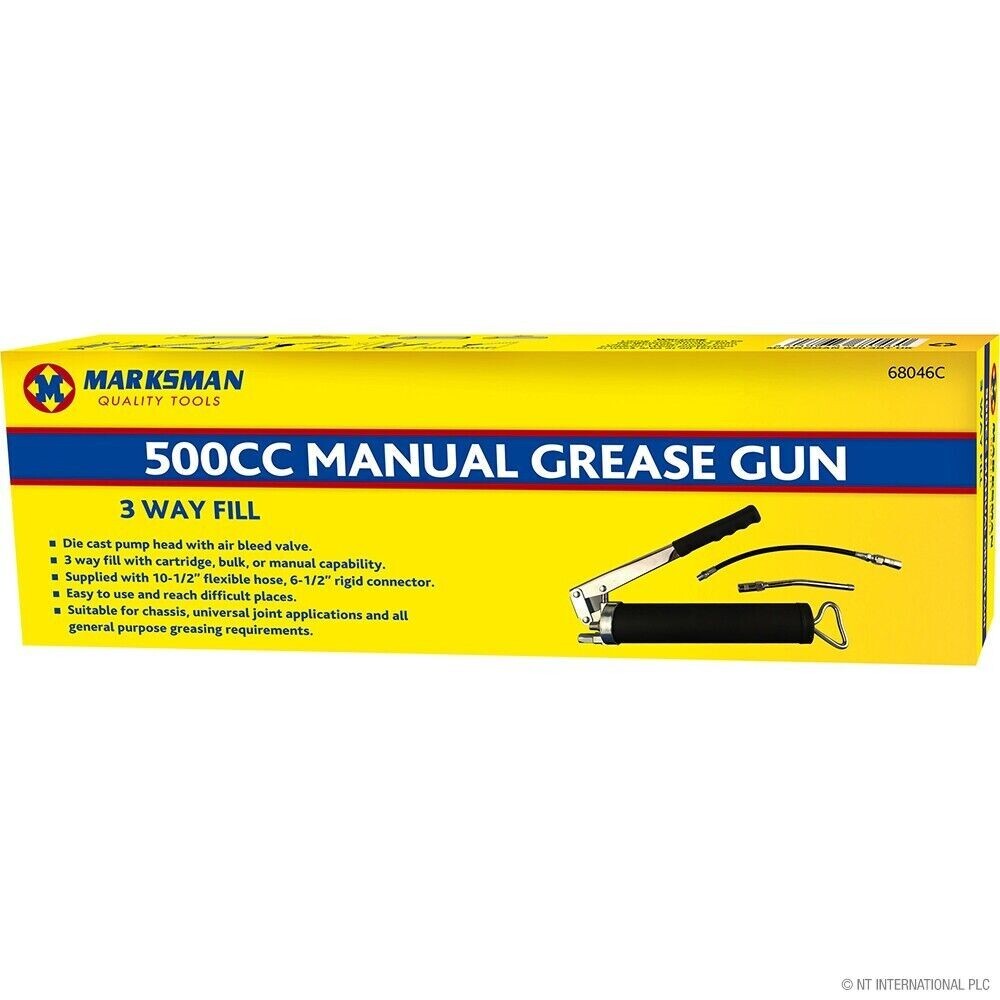 3 WAY 500CC LEVER ACTION 400G GREASE GREASING GUN WITH 2 DELIVERY HOSES DIY NEW