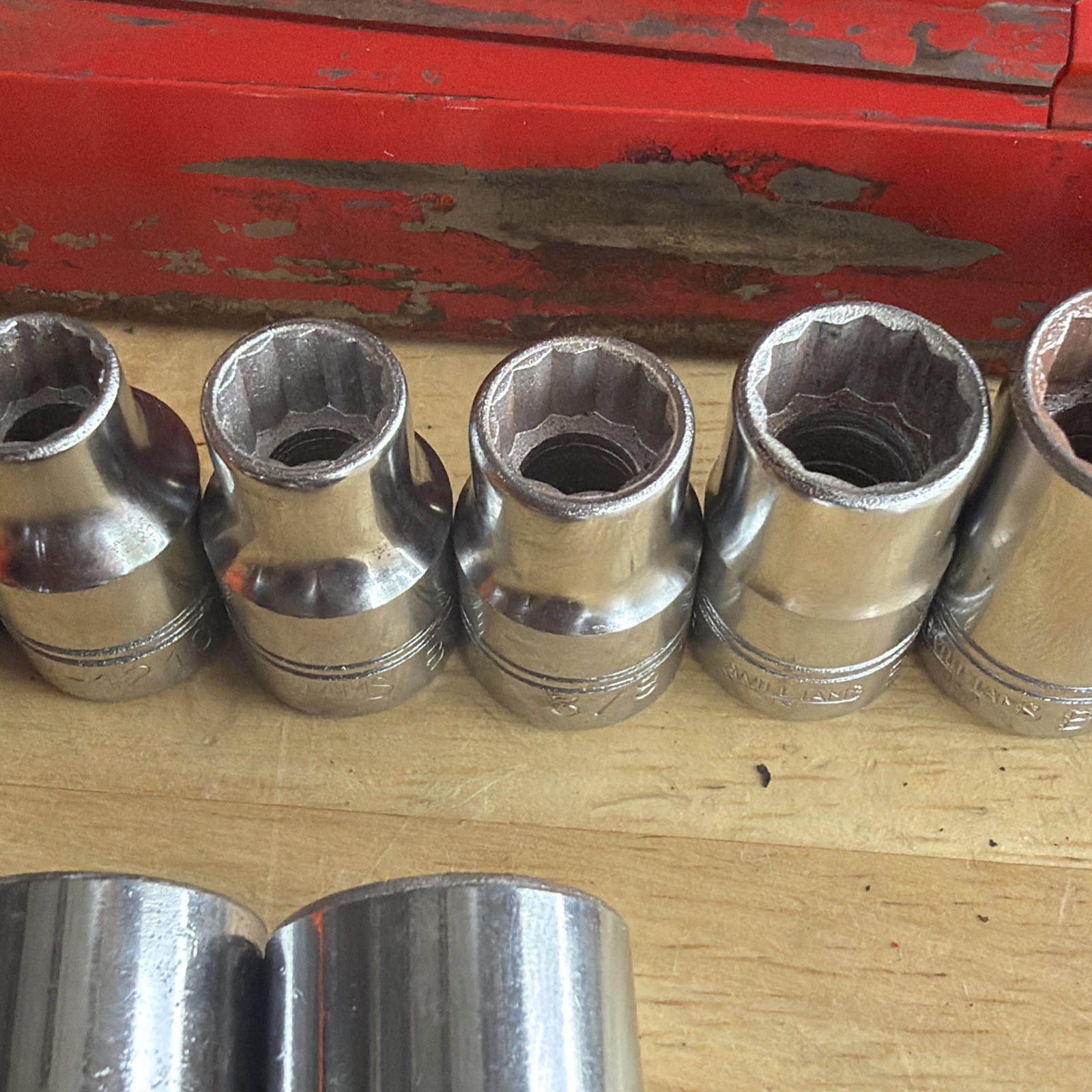 Williams Tools SAE Shallow Socket Set 3/8″ Drive W/ Extras 17pc WSB-1 Vtg USA