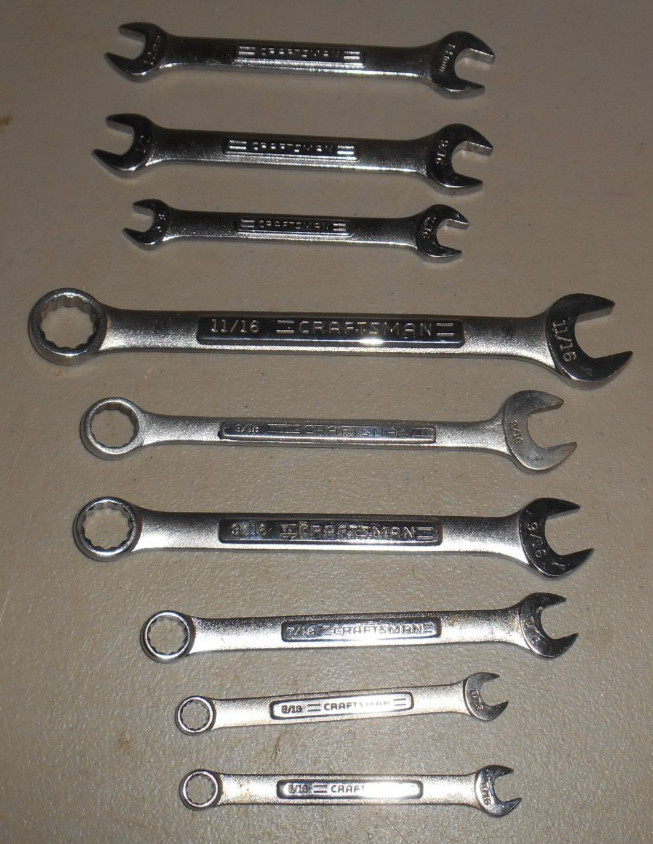 Lot of 9 Craftsman Wrenches VA – V – VV Series All Forged In USA