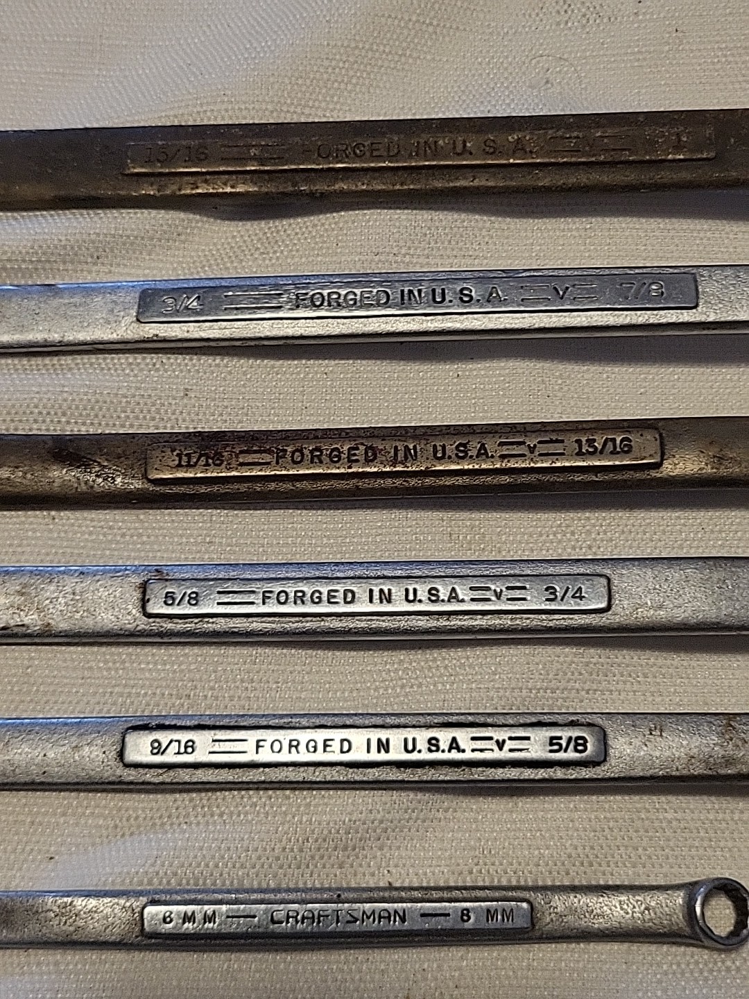 Lot of 6 Vtg Craftsman V Series Double Box End Wrenches SAE and Metric