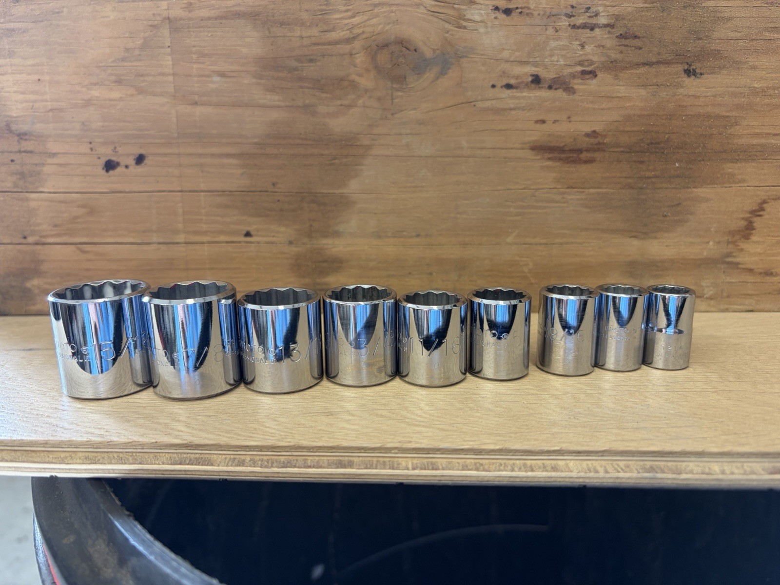 Proto 3/8 Drive 12 Point SAE 9 Piece Socket Set Made In USA