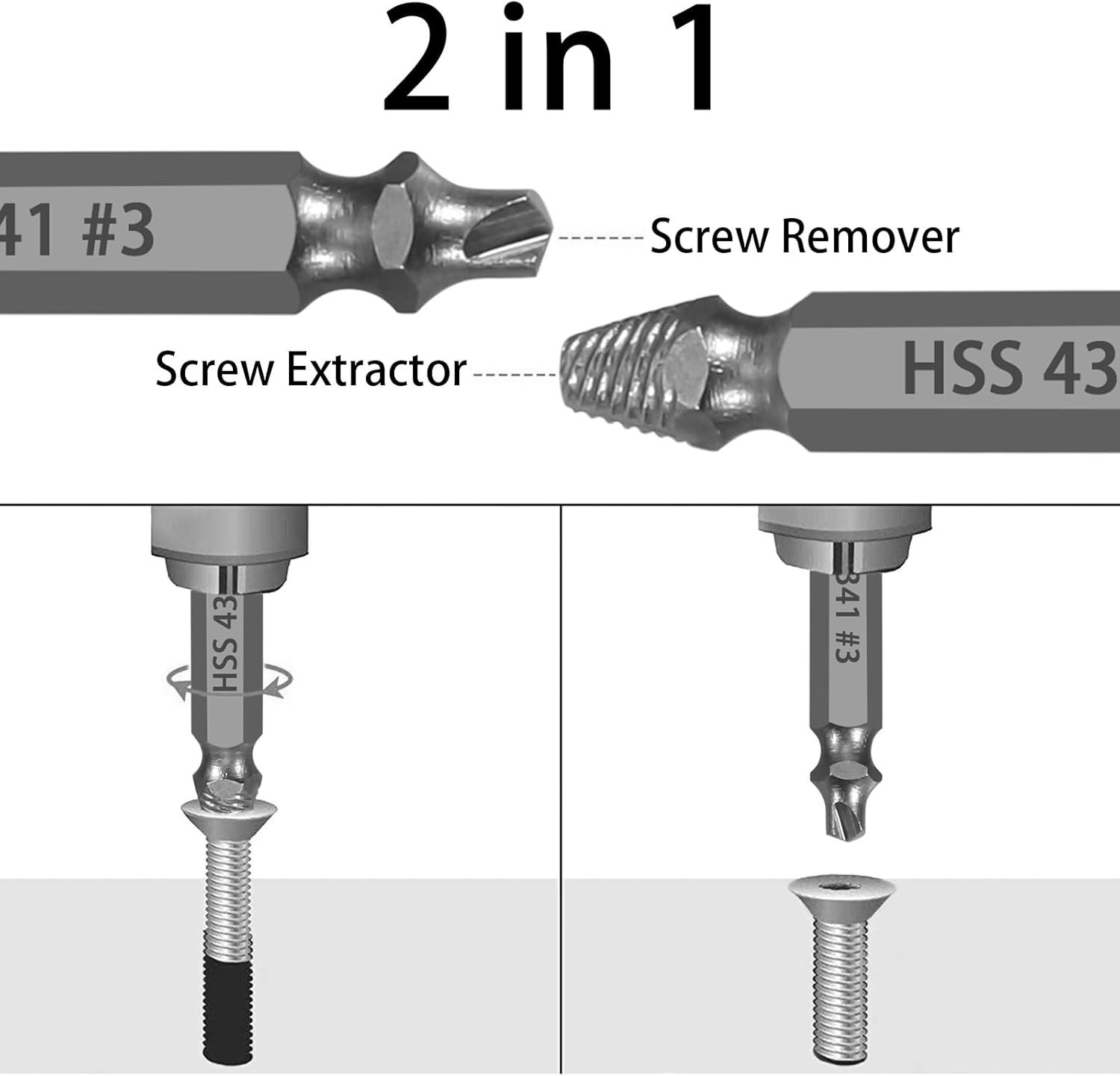 Industrial Grey Finish Screw Extractor Set