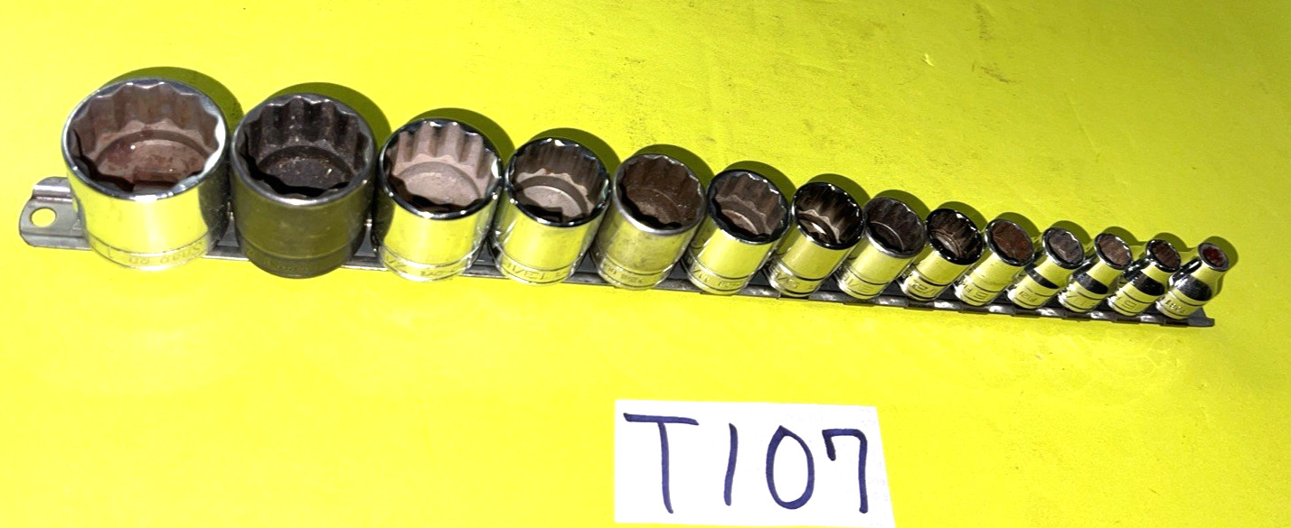 SNAP-ON TOOLS 14 PIECE 3/8 DRIVE SAE. SHORT CHROME SOCKET SET 12-POINT