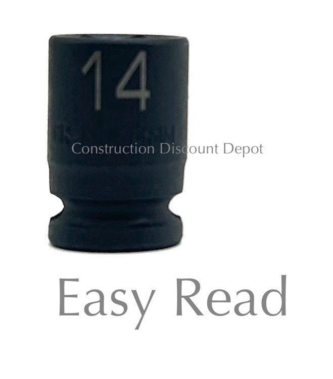 Dewalt EASY READ 3/8″ Drive 14mm Shallow 6 Point Black Impact Socket 74-493