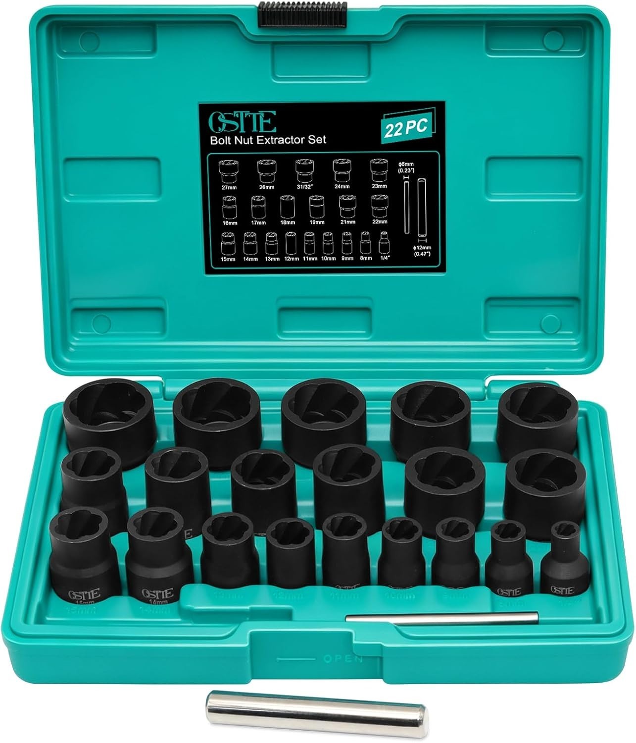 All-in-One 22-Piece Lug Nut Extractor for 1/2″ & 3/8″ Drives – Easy Removal Kit