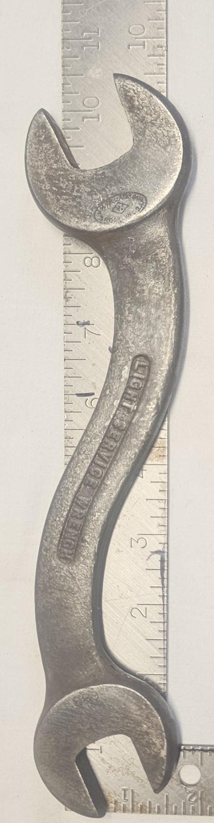 Antique JH Williams & Co #683 Light Service Wrench 10″L Offset Tool 1/2″ & 7/16″