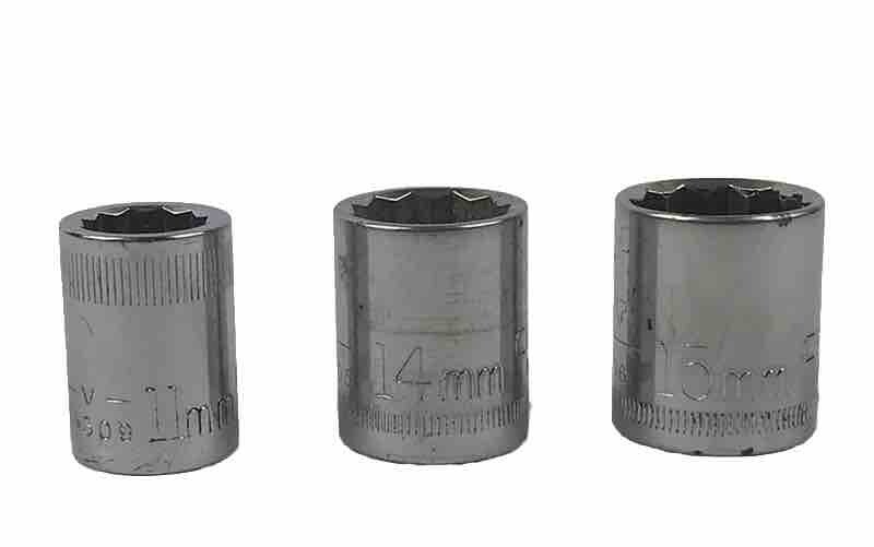 Lot of 3 Vintage Craftsman -V- Series Sockets 3/8”Drive 12 Pt 11MM 14 MM & 15 MM