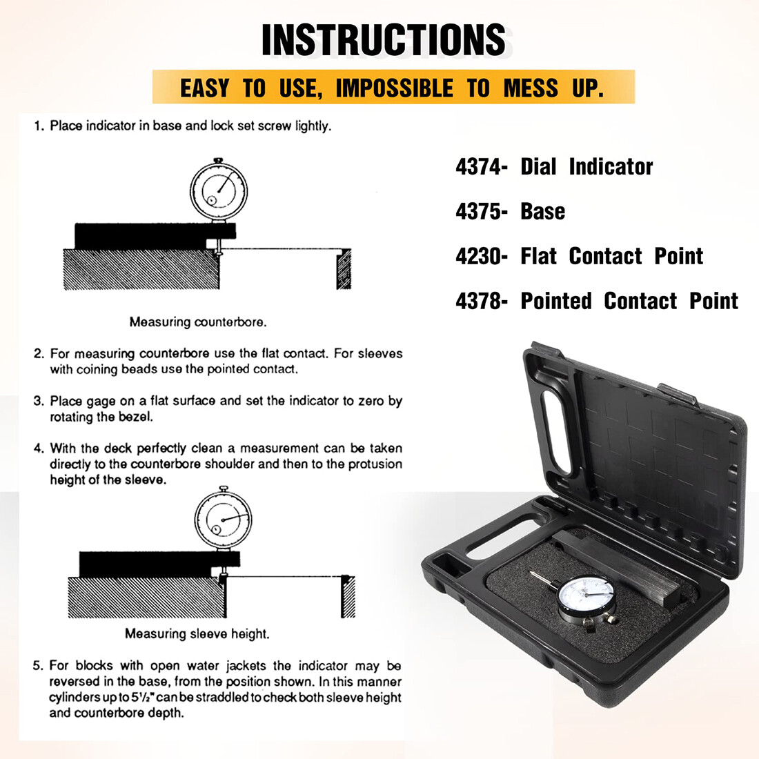 Cylinder Liner Protrusion Measurement Tool Dial Indicator For All Diesel Engines