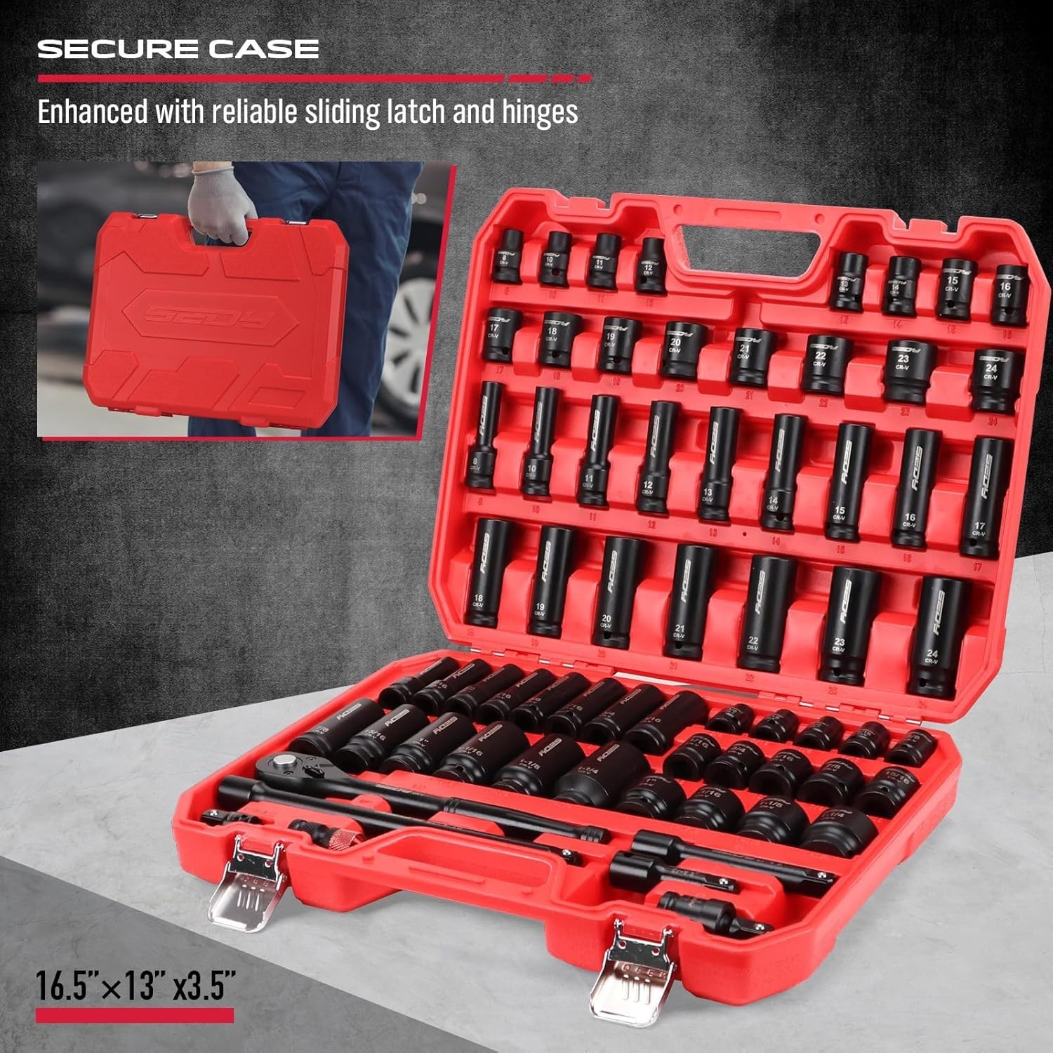 Master 1/2″ Drive Impact Socket Set, 67-Piece Standard & Deep Master Impact S…