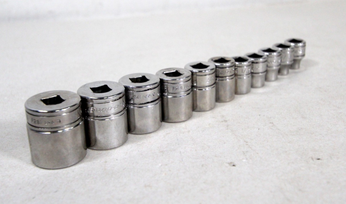 Snap-on F081 – F281 3/8″ Drive 12 Point 11 Piece SAE Chrome Set SEE DESC
