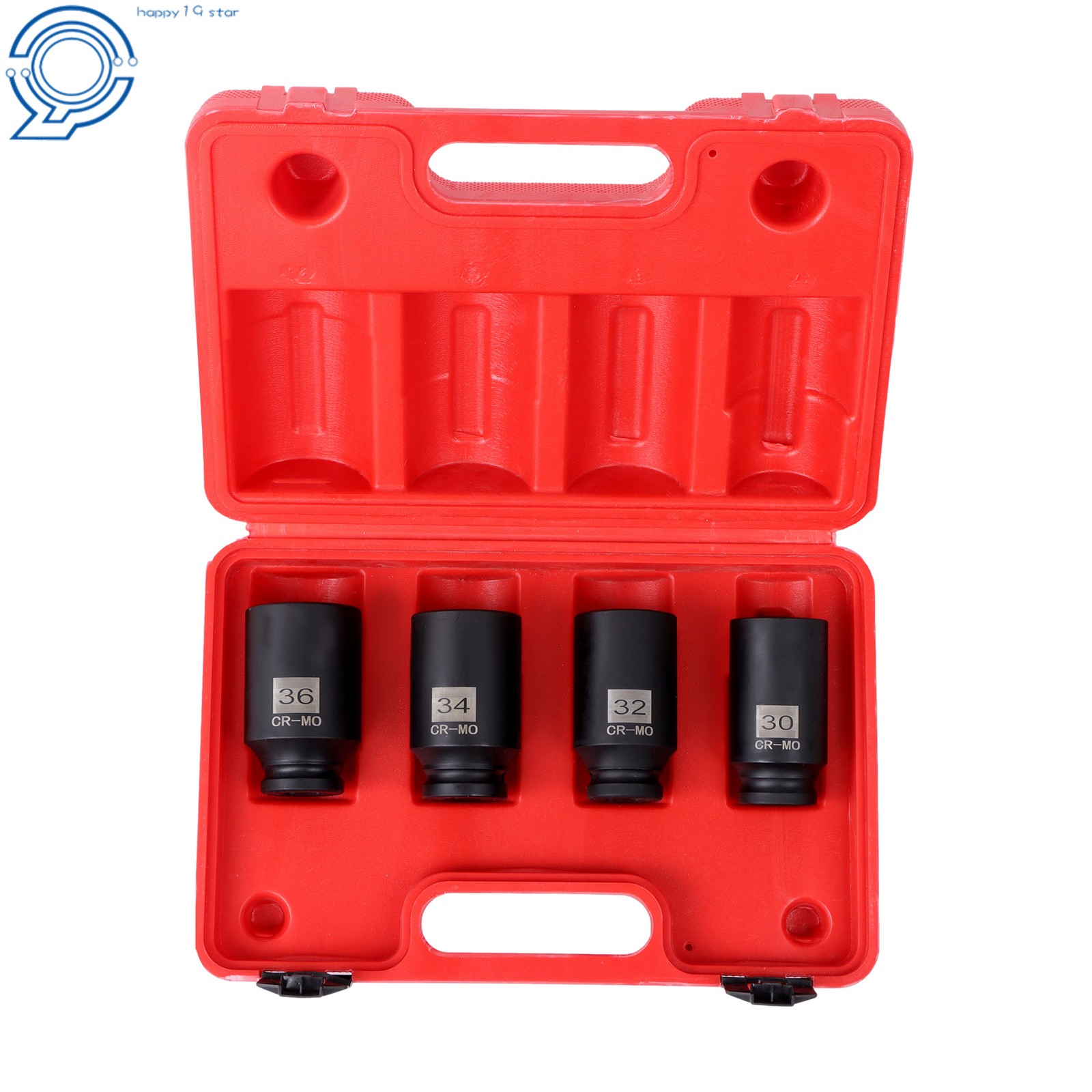 4Pcs 30mm 32mm 34mm 36mm 1/2″ Drive Spindle Axle Nut Socket Set 12 Point