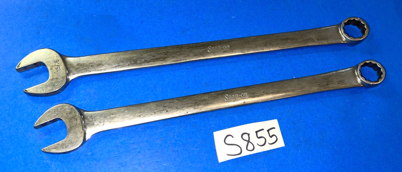 SNAP-ON TOOLS 2 PIECE SAE. EXTRA LONG COMBINATION WRENCHES 7/8 & 15/16
