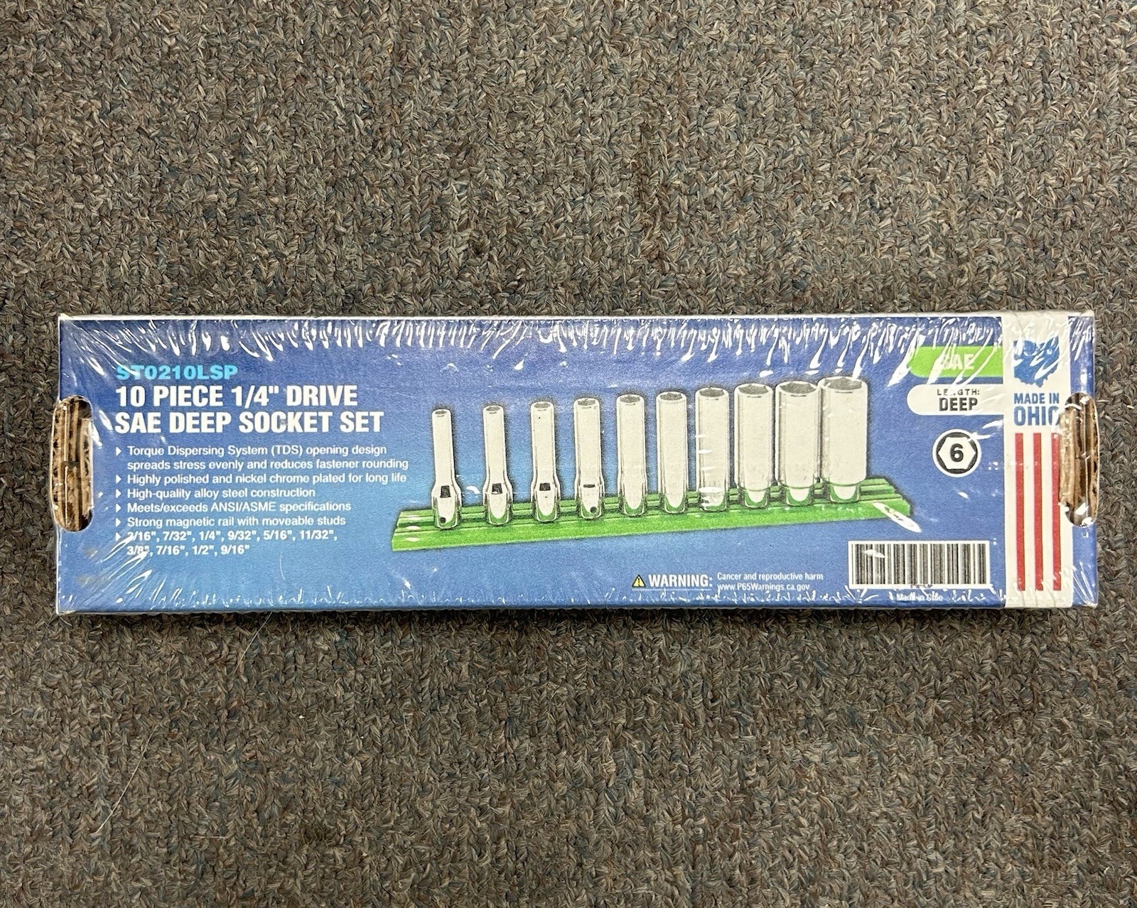 Cornwell USA ST0210LSP 1/4” Drive SAE Deep Socket Set 6pt