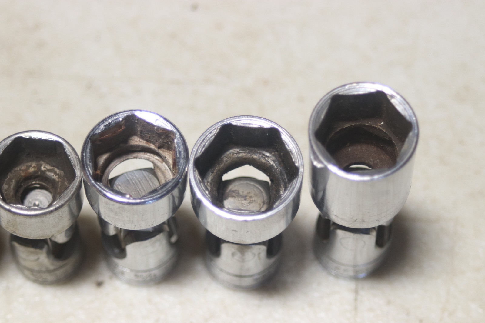 Lot of 6 Snap On 3/8 Inch Drive 6 Point Swivel Sockets 7/16 to 3/4