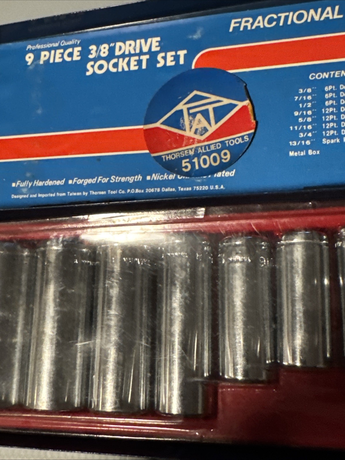 Thorsen Tool 9 Piece 3/8 Drive Deep Well Socket Set