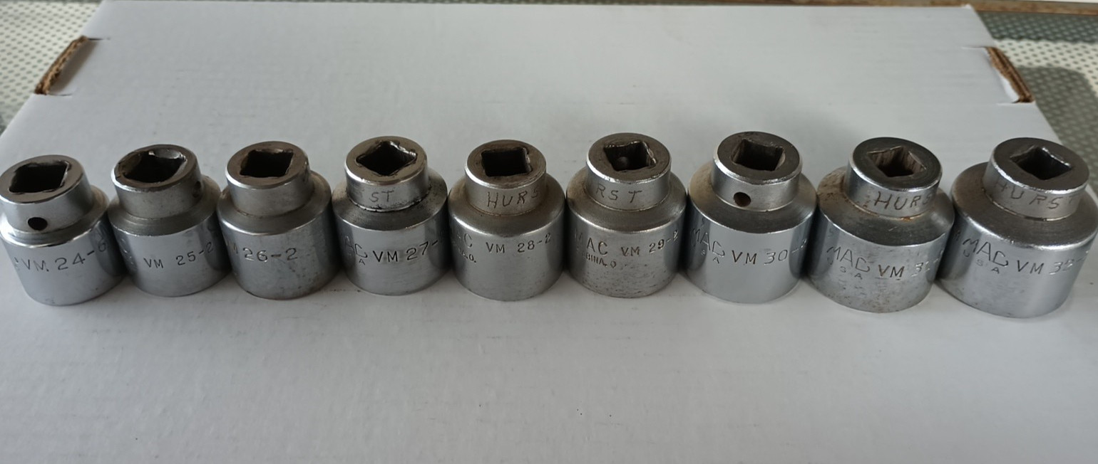 8 Mac Tools 1/2″ Drive Large Metric Shallow Sockets 25mm – 32mm + 24MM Bonus