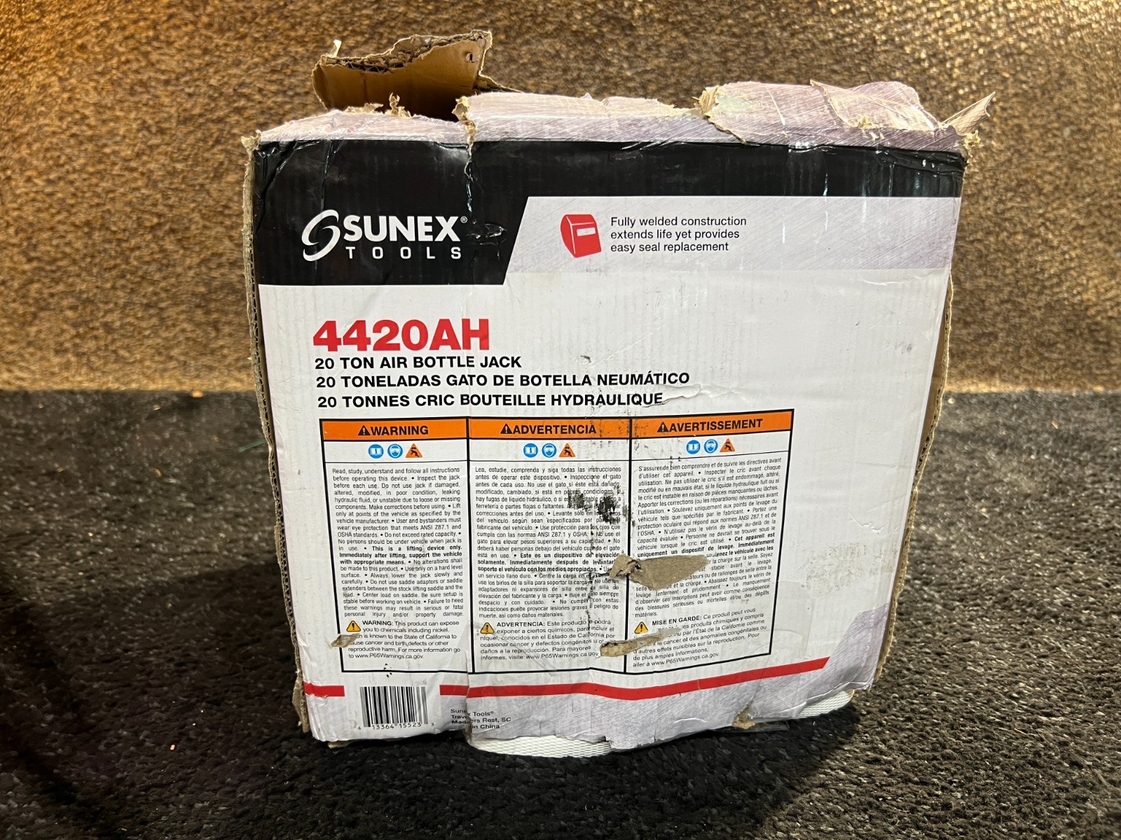 Sunex Tool 4420AH 20 Ton Load Rating Air Hydraulic Bottle Jack, Black