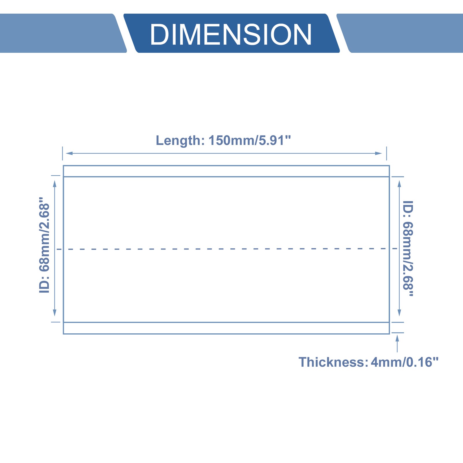 1 Set 68mm 2.68″ ID 150mm 5.91″ L 0° Red Blue Silicone Tube Auto Univ.