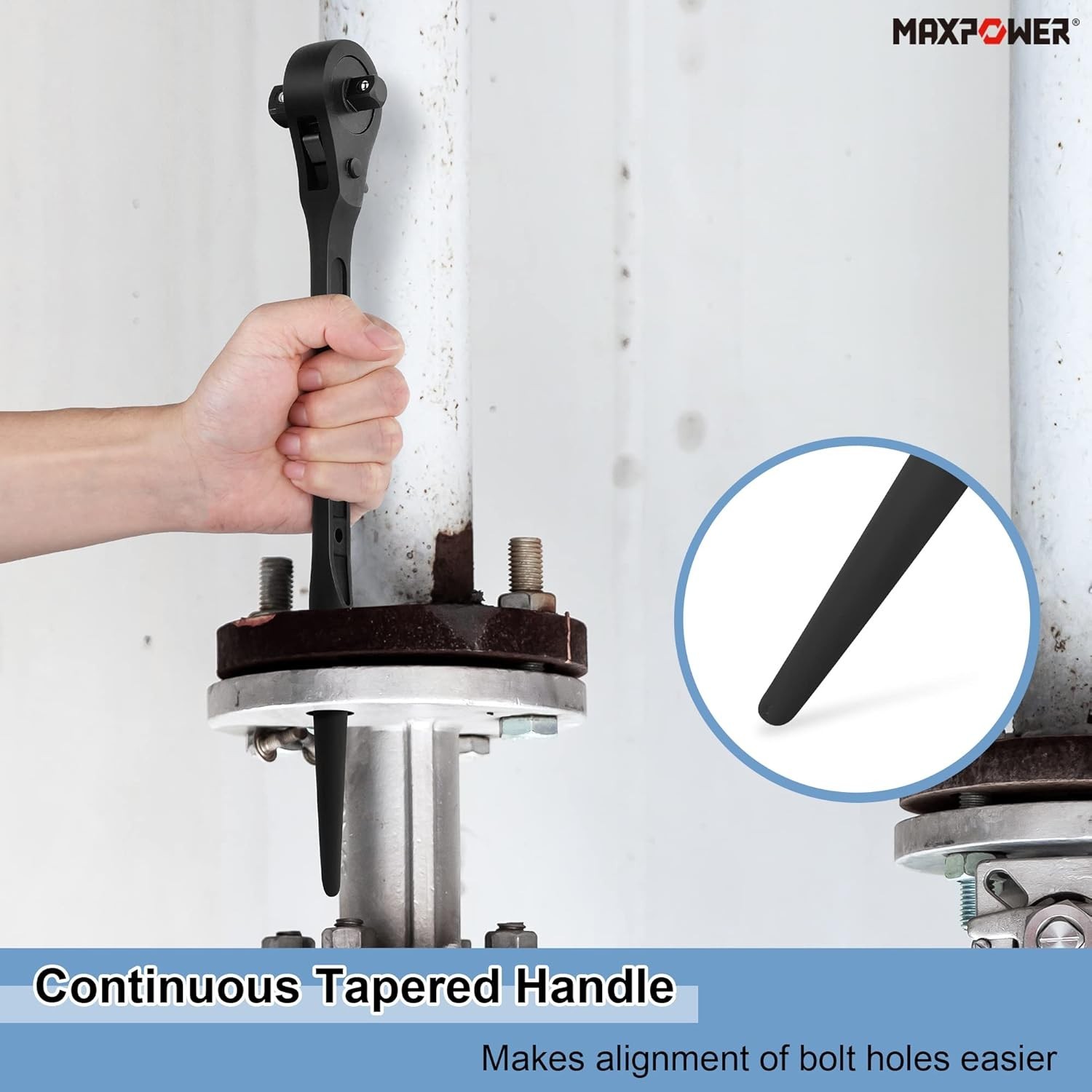 2PCS Dual Drive Head Ratchet Wrench, 1/2″ x 3/4″ Spud Ratchet 16 inch