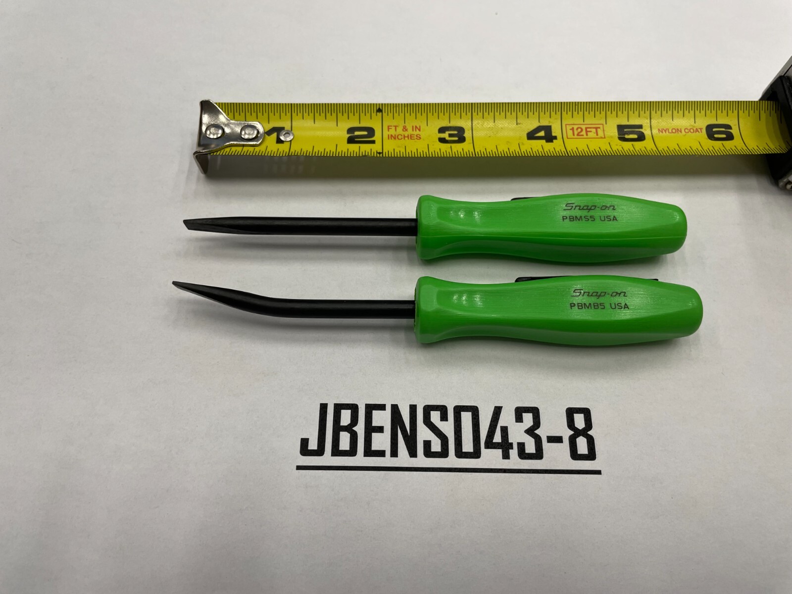 Snap-on Tools USA NEW 2pc GREEN 5″ Length Straight & Bent Mini Pocket Prybar Set