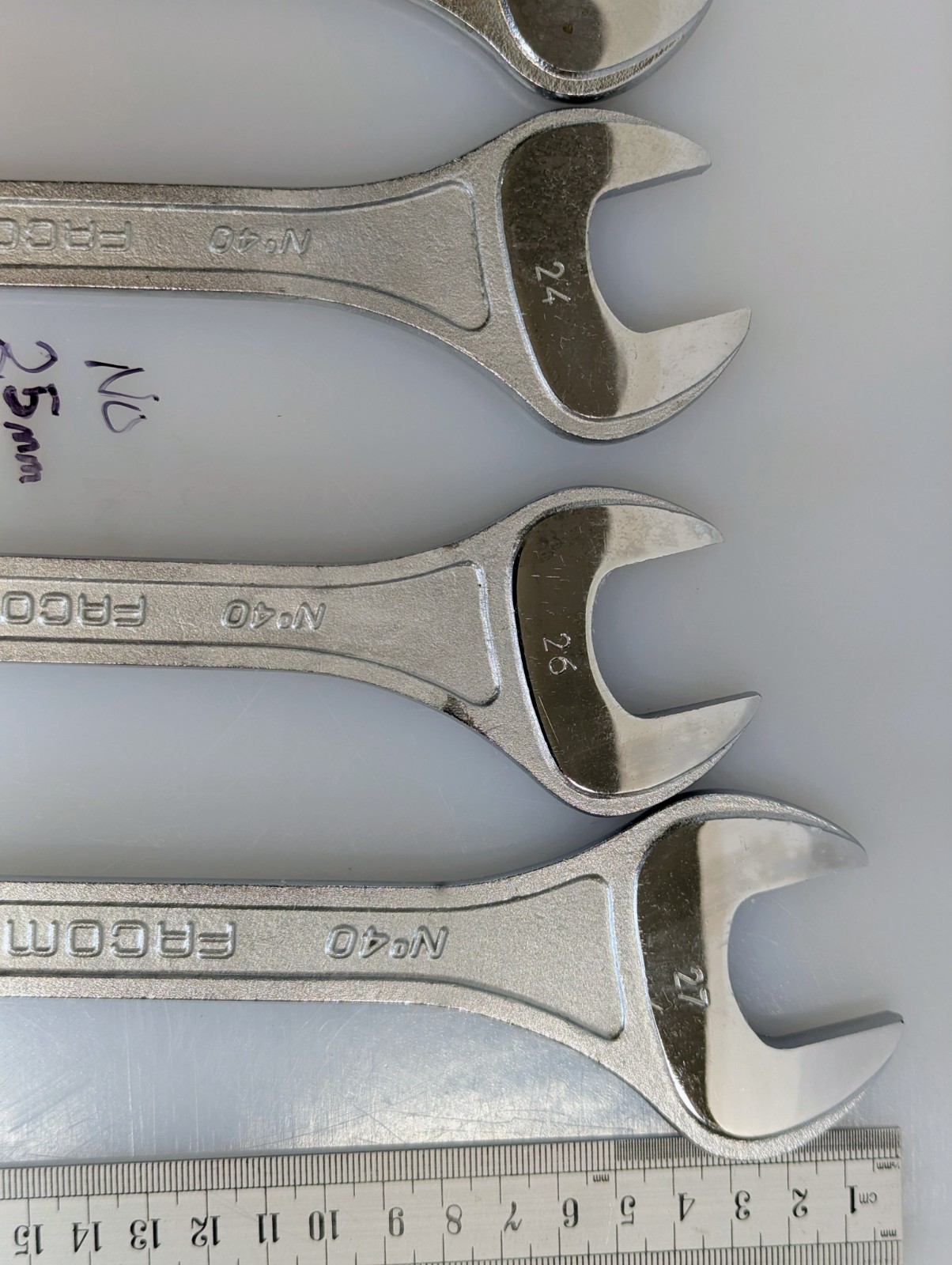 Six Facom France Combination Metric Wrenches sizes: 27, 26, 24, 23, 22, & 21mm