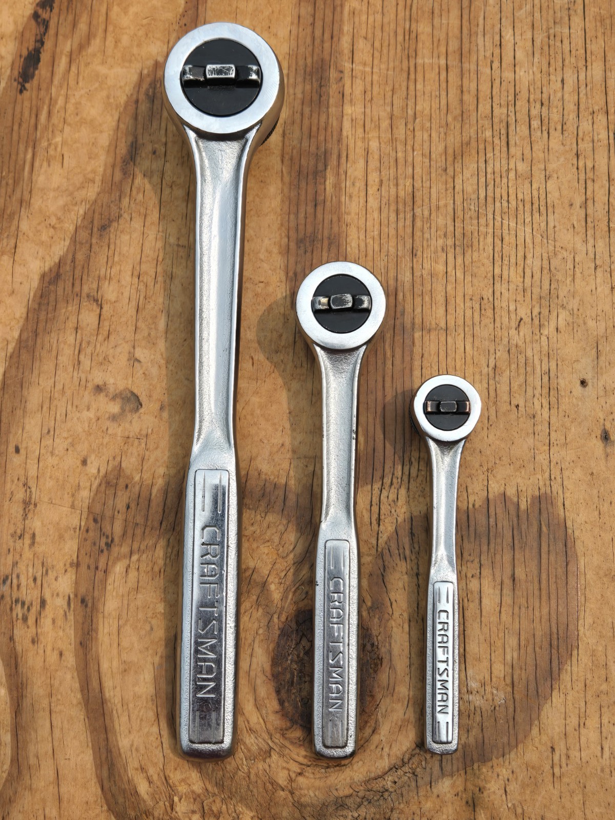 Vntg Craftsman RHFT Ratchet -V- Set 1/4 3/8 1/2 Dr. 43178 43788 44978 USA Pats.