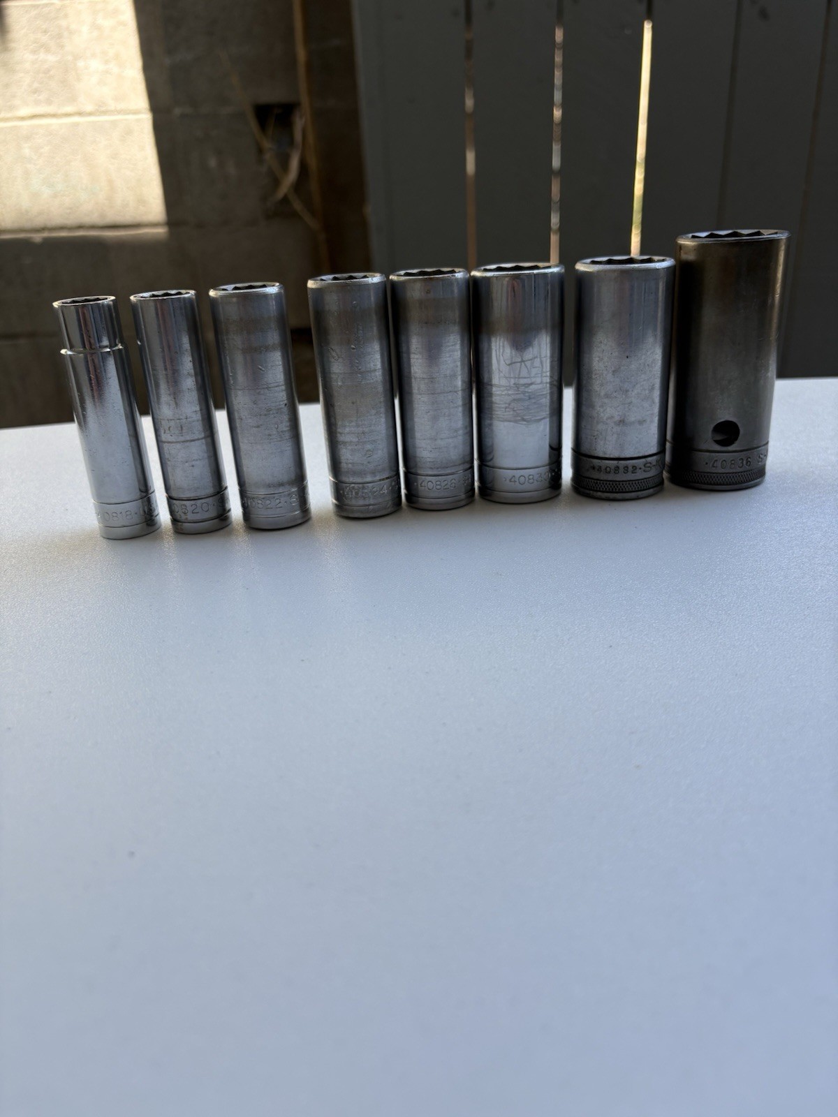Vintage SK Tools 1/2” Drive 12pt Deep Sockets Set 40818-40836 USA 9/16” to 1-1/8