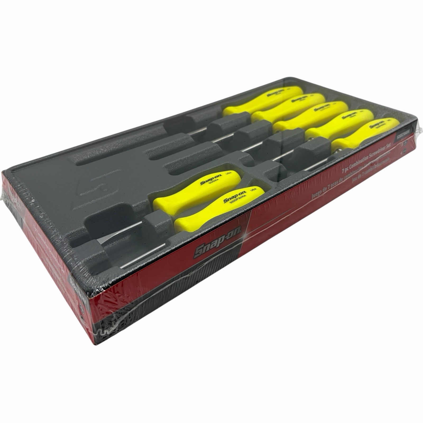 Snap On Tools High Vis Yellow Hard Handle Combination Screwdriver Set SDDX70AHV