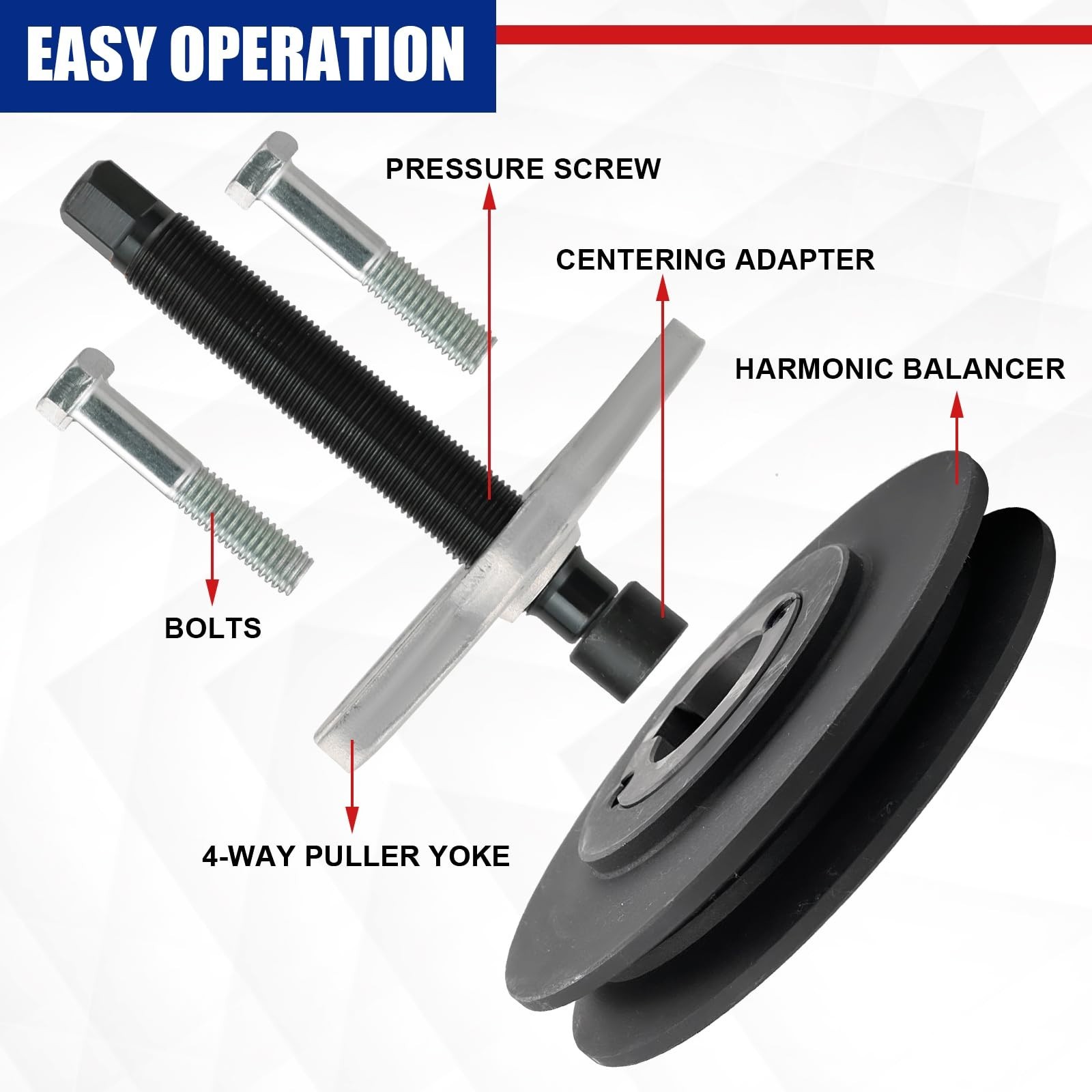 46pcs Harmonic Balancer Puller Kit, Crankshaft & Steering Wheel Pulley Set for C