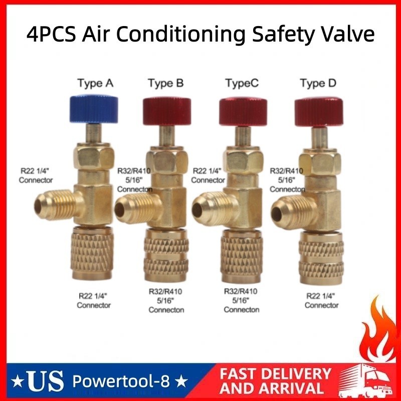 4PCS for r22 for r32 R410 Air Conditioning Safety Valve 1/2, 1/4, 5/16 Quick