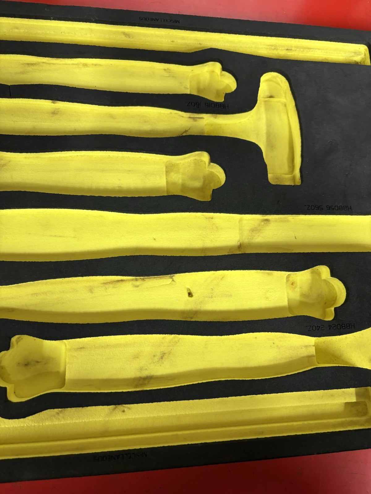 Snap-on HI-VIZ YELLOW Foam Hammer Tray HOLDS 6 hammers, FMH
