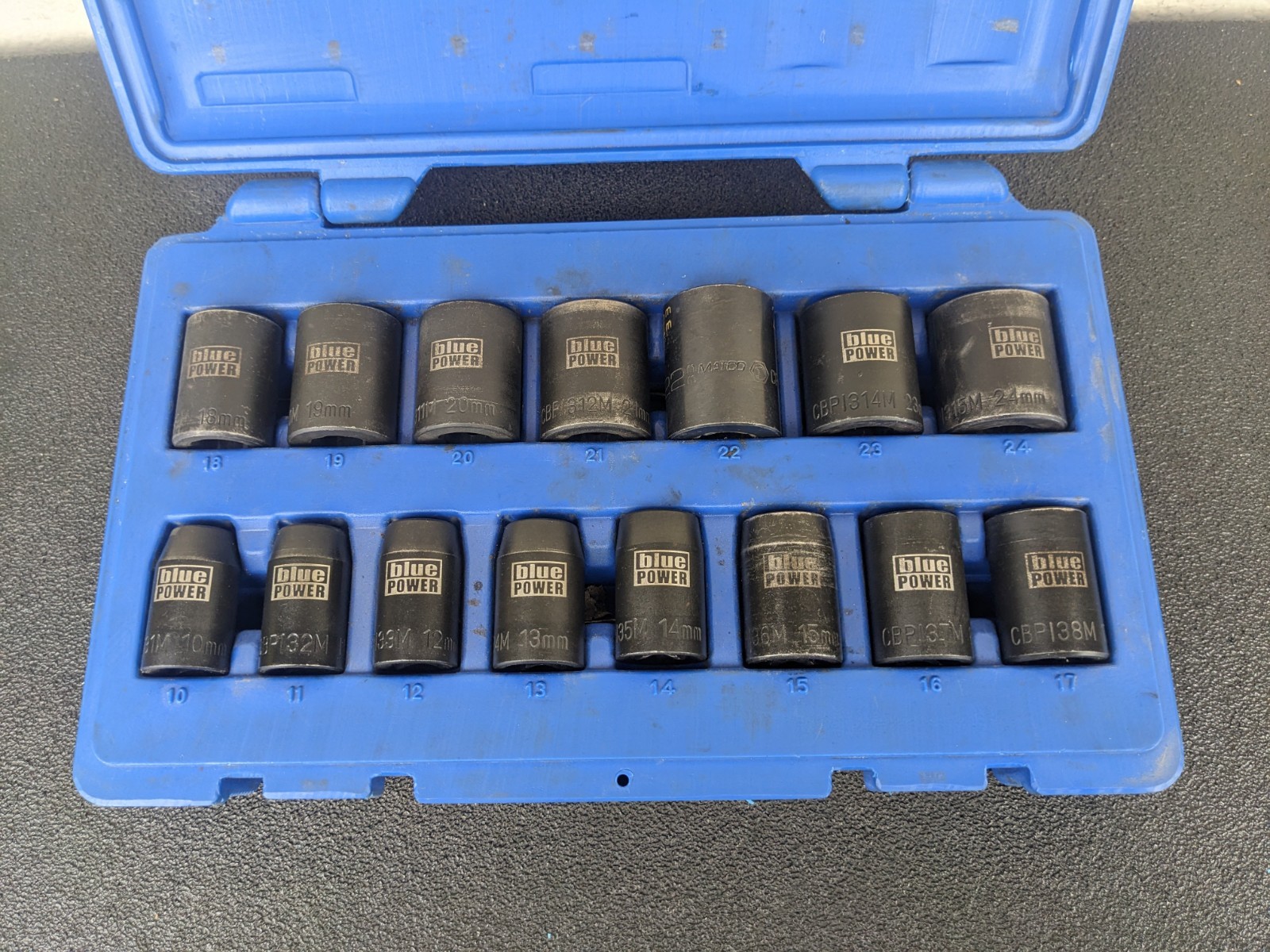 #bn386 Cornwell Blue Power CBPI3M 15pc Metric 1/2″ Driver Socket Set 10-24mm