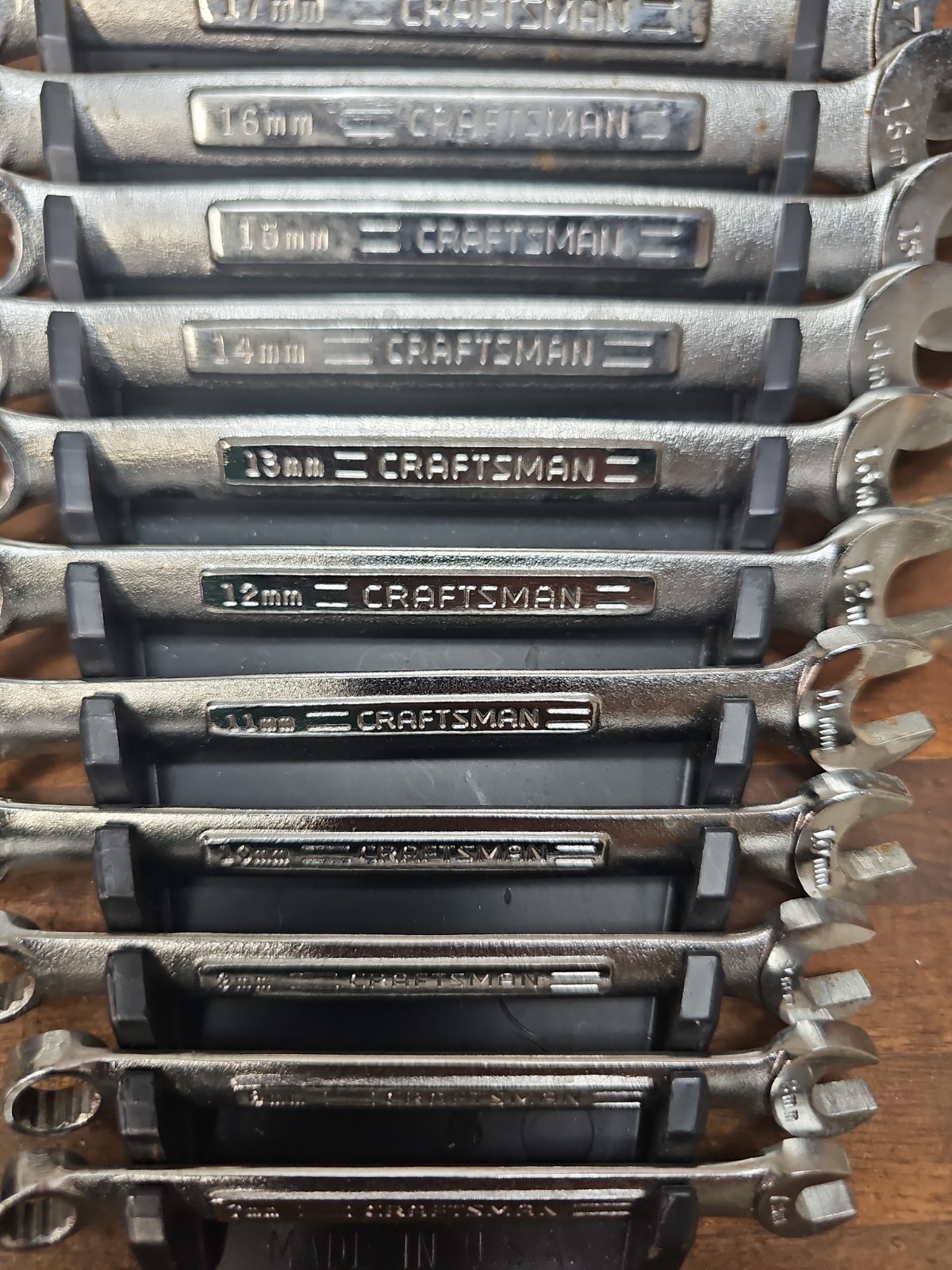 L59- vintage Craftsman Metric Combination Wrench Set 7mm-17 mm Forged In USA