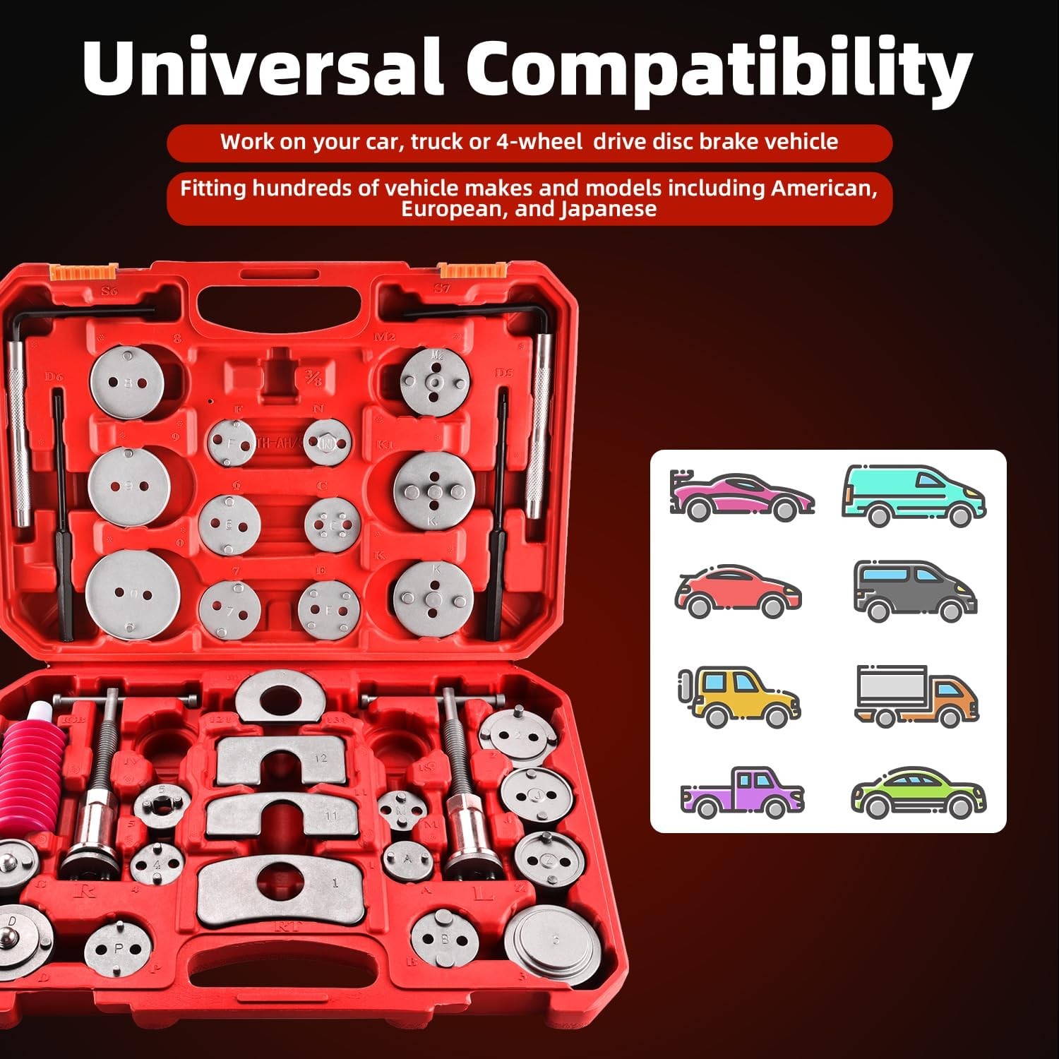 35X Universal Heavy Duty Car Disc Brake Caliper Piston Rewind Wind Back Tool Kit