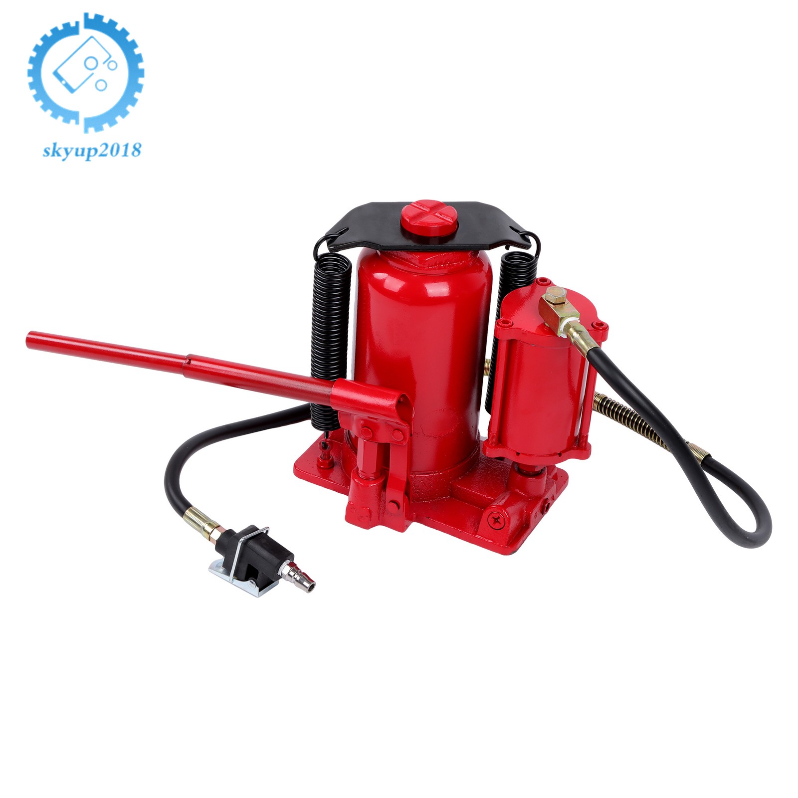 Pneumatic Air Hydraulic Bottle Jack with Manual Hand Pump, 20 Ton