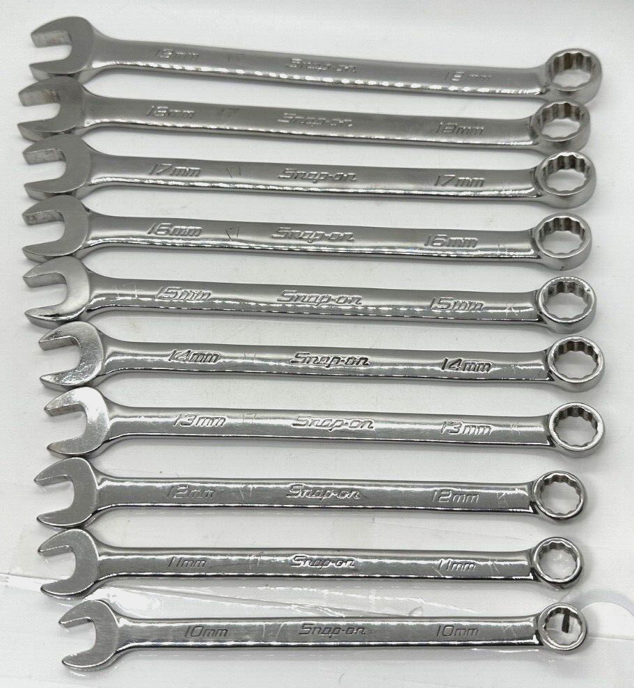 🇺🇸 SNAP ON Tools 10mm -19mm Metric Wrench Set Combo 12PT DR Lot Flank Tray