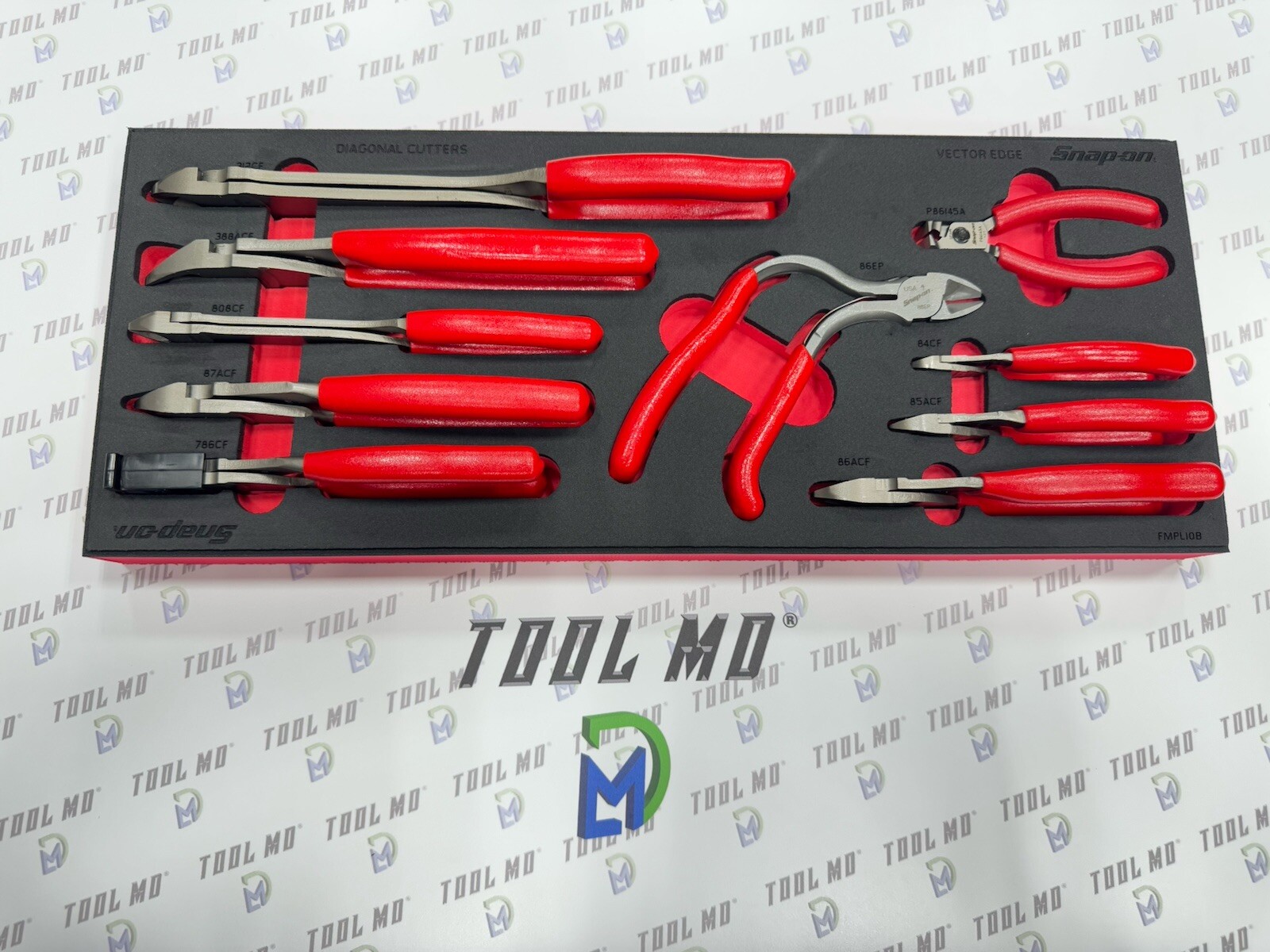 Snap-on Tools USA NEW RED 10-Piece Diagonal Cutter Pliers Foam Set PLDC1000FR