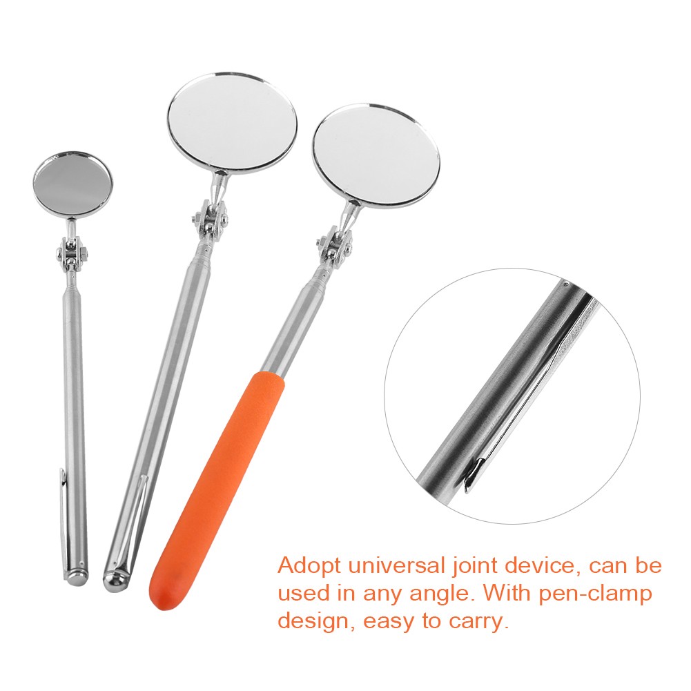 Car Telescopic Inspection Mirror Extending Detection Round Lens Hand Tool